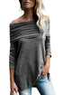 Sexy Grey Ruched Off Shoulder Long Sleeve Top